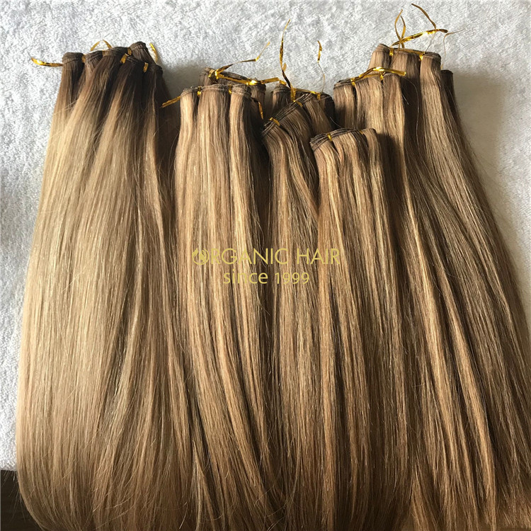 Rooted color human full cuticle hand tied wefts hair X199